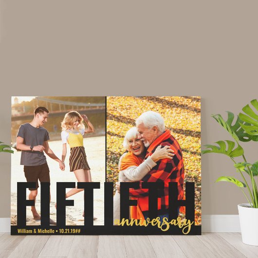 Toile 50e anniversaire Typographie surdimensionnée 2 Pho