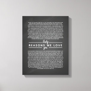 Toile 60 raisons pour lesquelles nous t'aimons cadeau d'