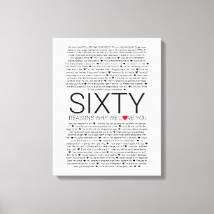 Toile 60 raisons pour lesquelles nous vous aimons vow ma