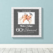Toile 60e anniversaire 11x11 avec nom Date Photo (Insitu (Plancher de Bois))