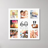Toile 60e anniversaire blanc photo collage monogramme (Recto)