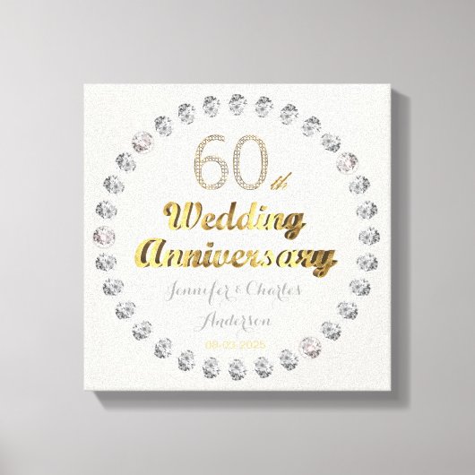 Toile 60e Anniversaire du Mariage diamant Typographie de (Recto)