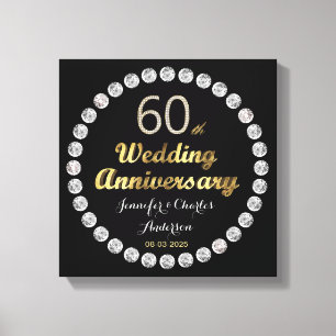 Toile 60e Anniversaire du Mariage diamant Typographie de