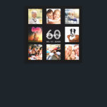 Toile 60e anniversaire noir nom photo collage<br><div class="desc">Un cadeau unique de 60e anniversaire ou de conservation, célébrant sa vie avec un collage de 8 de vos photos. Ajoutez des images de sa famille, de ses amis, de ses animaux de compagnie, de ses loisirs ou de sa destination de voyage de rêve. Personnalisez et ajoutez un nom, 60...</div>