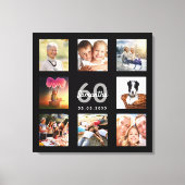 Toile 60e anniversaire noir nom photo collage (Recto)