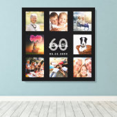 Toile 60e anniversaire noir nom photo collage (Insitu (Plancher de Bois))
