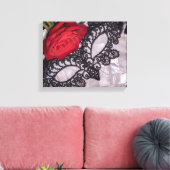 Toile 6418-Rose rouge avec Mascarade noire (Insitu(Salon))