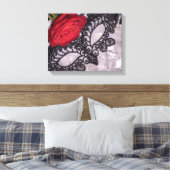 Toile 6418-Rose rouge avec Mascarade noire (Insitu(Chambre))