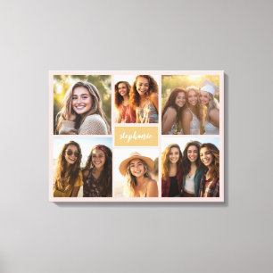 Toile 6 Nom de collage photo Minimaliste - Peut modifier