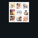 Toile 70e anniversaire photo collage blanc monogramme<br><div class="desc">Un cadeau unique de 70e anniversaire ou de conservation, célébrant sa vie avec un collage de 8 de vos photos. Ajoutez des images de sa famille, de ses amis, de ses animaux de compagnie, de ses loisirs ou de sa destination de voyage de rêve. Personnalisez et ajoutez un nom, 70...</div>