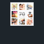 Toile 70e anniversaire photo collage blanc monogramme<br><div class="desc">Un cadeau unique de 70e anniversaire ou de conservation, célébrant sa vie avec un collage de 8 de vos photos. Ajoutez des images de sa famille, de ses amis, de ses animaux de compagnie, de ses loisirs ou de sa destination de voyage de rêve. Personnalisez et ajoutez un nom, 70...</div>