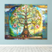 Toile 7 Chakra Fleurissant Arbre De Vie (Insitu (Plancher de Bois))