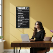 Toile 7 Rules of Life Motivational Quote Modern Script