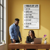 Toile 7 Rules of Life Motivational Quote Modern Script