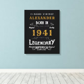 Toile 80e anniversaire personnalisé Né en 1941 Noir Vint (Insitu (Plancher de Bois))