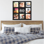 Toile 80e anniversaire photo collage noir monogramme (Insitu(Chambre))