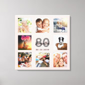 Toile 80e anniversaire photo personnalisée collage rose  (Recto)