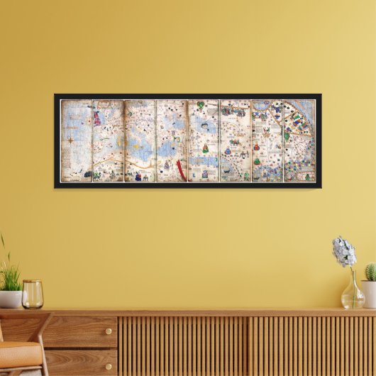 Toile 8 Panel Catalan Atlas par Abraham Cresques (1375) (Insitu(Salon))