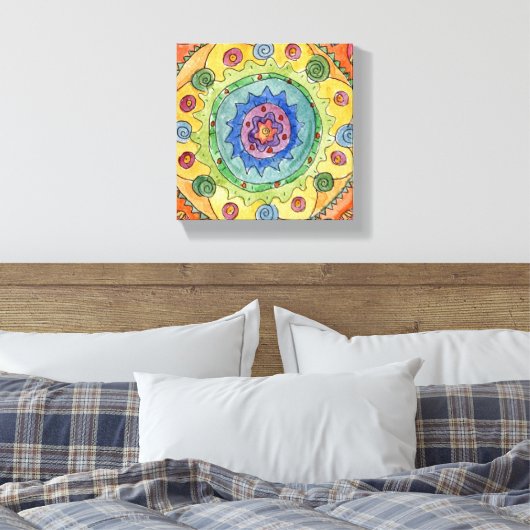 Toile 8x8 Rainbow Mandala Premium Stretted Canvas Print (Insitu(Chambre))