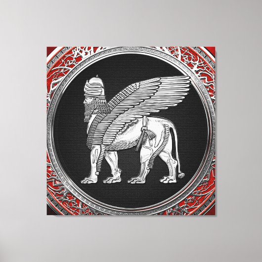 Toile [900] Lion ailé assyrien - Lamassu argenté (Recto)