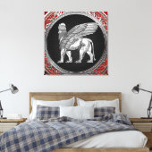 Toile [900] Lion ailé assyrien - Lamassu argenté (Insitu(Chambre))