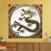 Toile [901] Dragon oriental sacré noir et or (Insitu(Salon))
