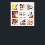 Toile 90e anniversaire rose or nom photo collage<br><div class="desc">Un cadeau unique de 90ème anniversaire ou de conservation, célébrant sa vie avec un collage de 8 de vos photos. Ajoutez des images de sa famille, de ses amis, de ses animaux de compagnie, de ses loisirs ou de sa destination de voyage de rêve. Personnalisez et ajoutez un nom, 90...</div>