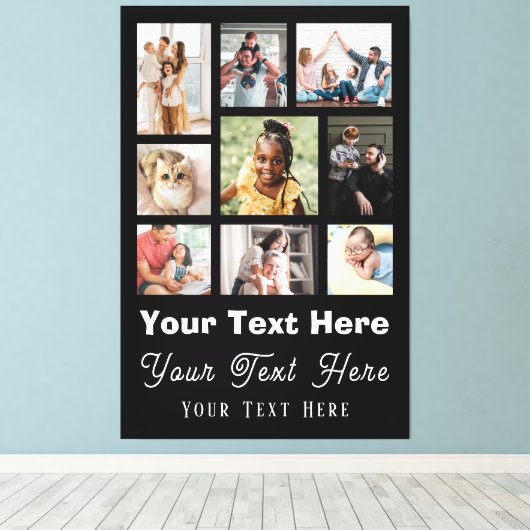 Toile 9 Collage photo avec texte de script noir blanc (Insitu (Plancher de Bois))