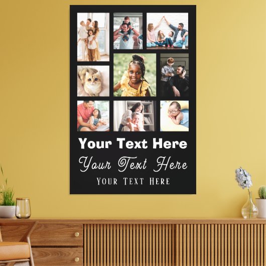 Toile 9 Collage photo avec texte de script noir blanc (Insitu(Salon))