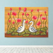 Toile A beautiful coupal swan with lotus flower..... (Insitu (Plancher de Bois))