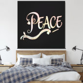 Toile A beautiful, flowing script of the word "Peace" fe (Insitu(Chambre))