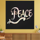 Toile A beautiful, flowing script of the word "Peace" fe (Insitu(Salon))