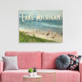 Toile à capuchon Premium Retro Lake Michigan Beach (Insitu(Salon))