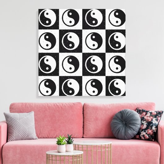Toile À damiers blanc noir Yin-yang Zen Block Imprimer (Insitu(Salon))