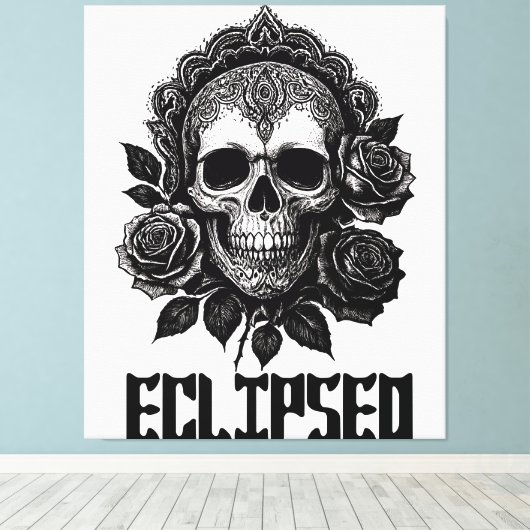 Toile A detailed skull adorned with intricate patterns (Insitu (Plancher de Bois))