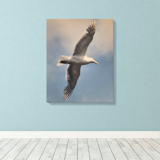 Toile A flying seagull on Stretched Canvas Print (Insitu (Plancher de Bois))