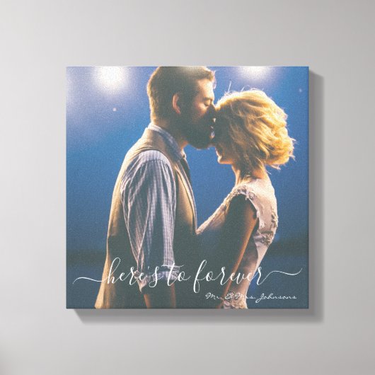 Toile À jamais Script Mr. Mrs. Mariage Photo (Recto)