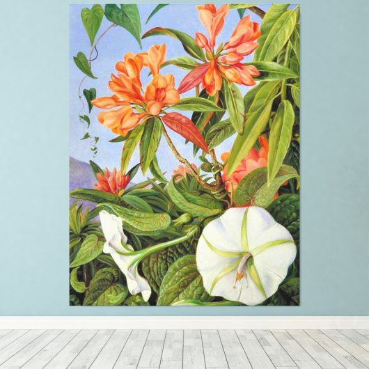 Toile A Javan Rhododendrum et Ipomoea (Insitu (Plancher de Bois))