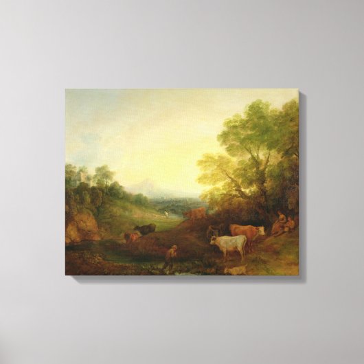 Toile A Landscape with Cattle and Figures by a Stream (Recto)