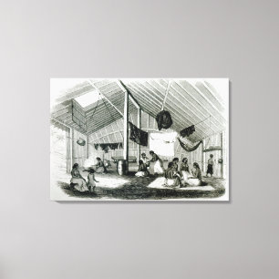 Toile À l'intérieur d'une hutte de Tahitan