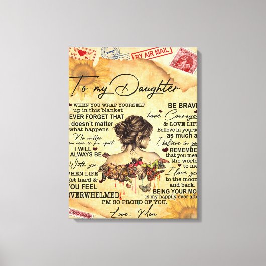 Toile À ma fille Papillons Idée cadeau d'anniversaire (Recto)