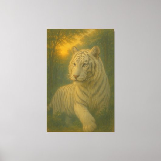 Toile A majestic white tiger painted in premium fine-art (Recto)