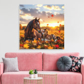 Toile A Mama Horse and her Foal in Autumn (Insitu(Salon))