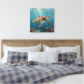 Toile A Sea Turtle and Sun Rays in the Ocean Blue (Insitu(Chambre))