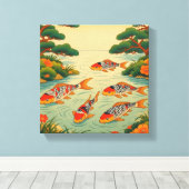 Toile A Vibrant Ukiyo-e Pond (Insitu (Plancher de Bois))