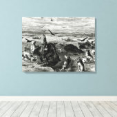 Toile Abattage de Buffaloes dans les plaines (Insitu (Plancher de Bois))