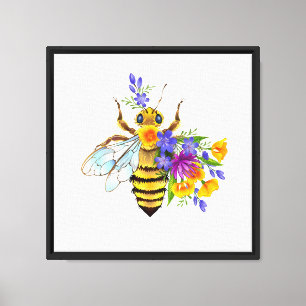 Toile Abeille à fleurs avec plantes sauvages