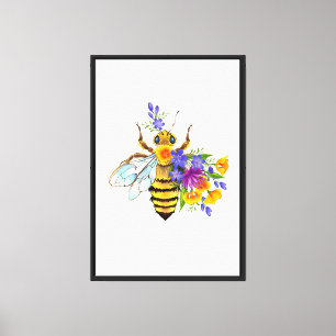 Toile Abeille à fleurs avec plantes sauvages