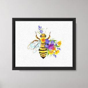 Toile Abeille à fleurs avec plantes sauvages