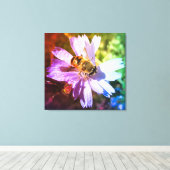 Toile Abeille de miel sur la fleur de chicorée (Insitu (Plancher de Bois))